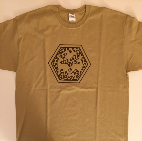 Invoke Collection - 11th Century Fatimid Arabesque Design Screenprinted Sand Color T-Shirt