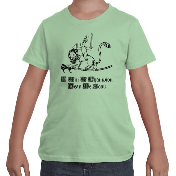 Medieval Champion Bunny Knight and Lion Steed Youth T- Shirt By The Arabesque