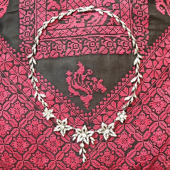 1930s Articulated Floral Paste and Silver Necklace