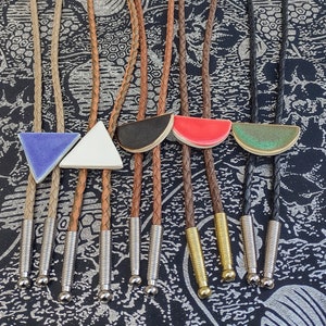 Green Triangle Ceramic Bolo Tie, Geometric Bolero image 4