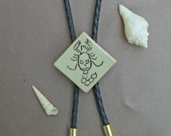 Scorpio Zodiac Skull Bolo Tie