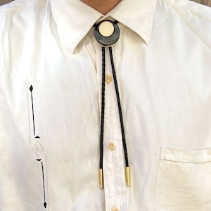 Black Circle Ceramic Bolo Tie, Minimalist Bolero