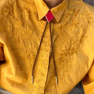 Red Diamond Ceramic Bolo Tie, Geometric Bolero