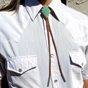 Green Diamond Ceramic Bolo Tie, Geometric Bolero