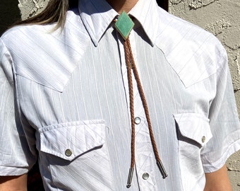 Green Diamond Ceramic Bolo Tie, Geometric Bolero