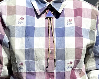 Blauwe driehoek keramische bolero, geometrische bolero