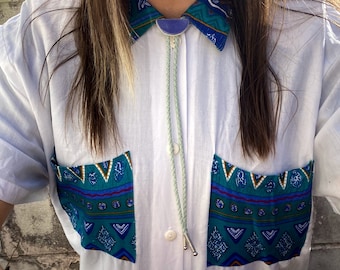 Keramische bolero met blauwe boog, bolero met halve cirkel