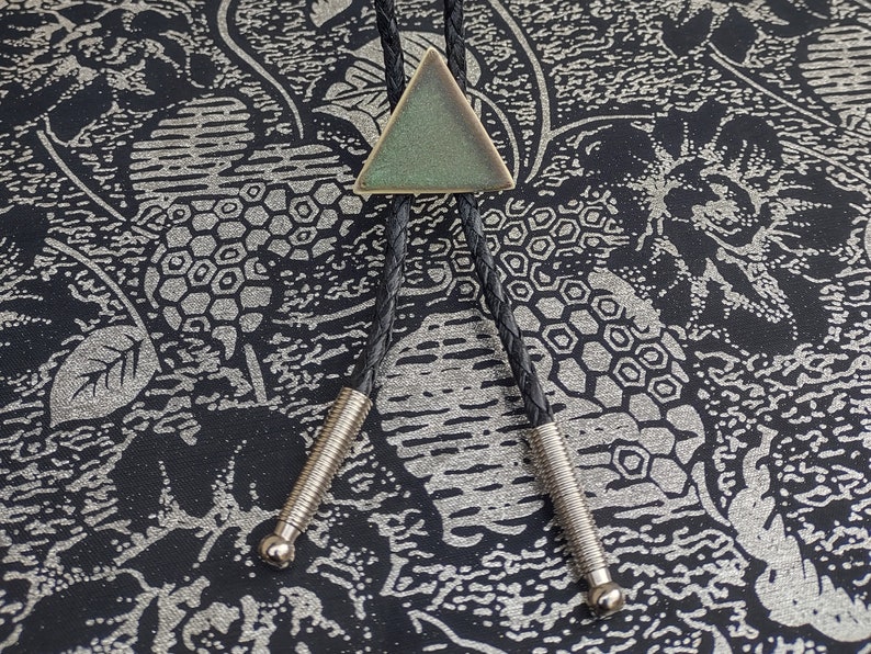 Green Triangle Ceramic Bolo Tie, Geometric Bolero image 2