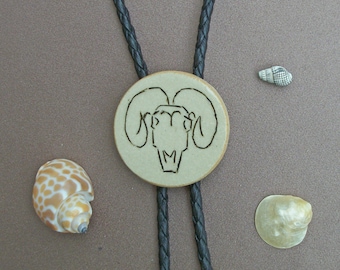 Aries Zodiac Skull Bolo Tie