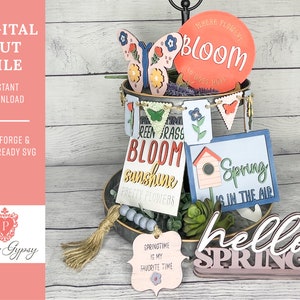 Spring Blooms Tiered Tray File, Glowforge Laser ready SVG Cut File | Digital Download,  PaperGypsyCreative