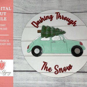 Corriendo a través del letrero del coche de nieve, archivo de corte SVG listo para láser Glowforge / Descarga digital / PaperGypsyCreative