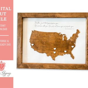 American Map Sign File, Glowforge Laser ready SVG Cut File, Téléchargement numérique, Paper Gypsy Creative