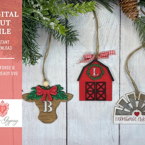 Farmhouse Barn Ornament SVG: Glowforge Laser Cut File (Digital Download)