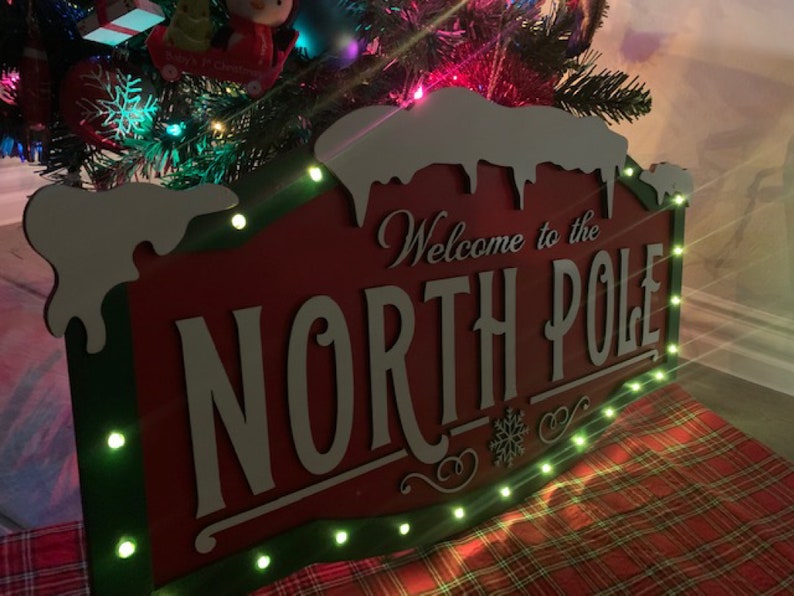North Pole Light Sign Svg File Laser Ready SVG Cut Etsy