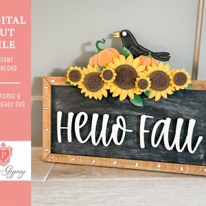 Fall Sunflower Light Sign Svg File, Glowforge Laser ready SVG Cut File, Descarga digital, Paper Gypsy Creative