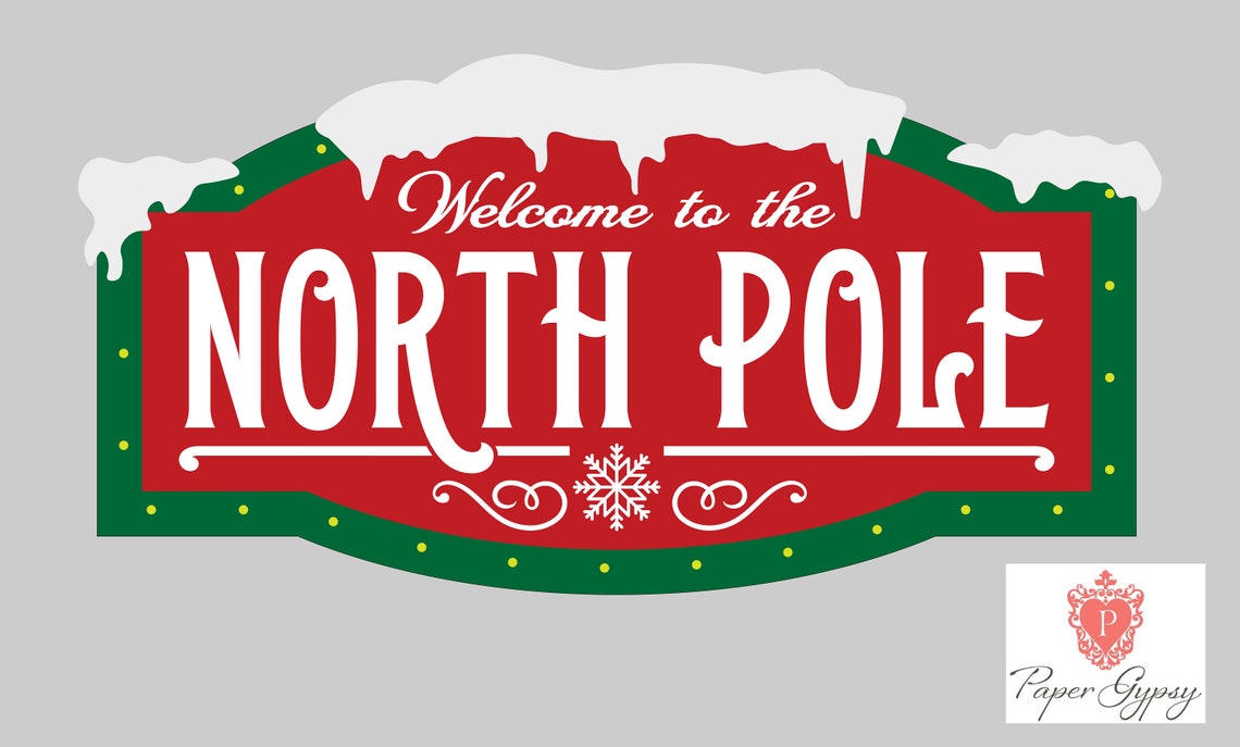 North Pole Light Sign Laser ready SVG Cut File Digital | Etsy