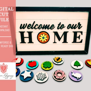 Welcome to Our Home Interchangeable Mini Sign Laser ready SVG Cut File | Digital Download