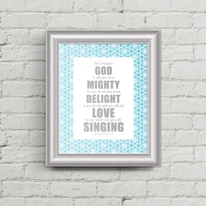 Zephaniah 3:17 Printable Art, Home Decor, Digital Download, Inspirational Quote