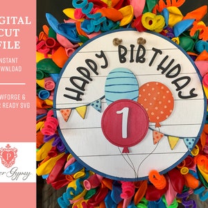 Happy Birthday Door Hanger SVG: Glowforge Laser Cut File (Digital Download)