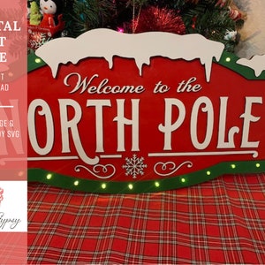 North Pole Light Sign Svg File, Glowforge Laser ready SVG Cut File, Descarga digital, Paper Gypsy Creative