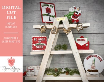 Bandeja escalonada "Letras para Papá Noel": Archivo SVG láser Glowforge (descarga digital)