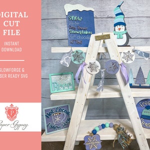 Freezin Season / Winter Tiered Tray File, Glowforge Laser Ready SVG Cut File, Descarga digital, Paper Gypsy Creative