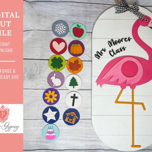 Flamingo Interchangeable Sign Laser ready SVG Cut File | Digital Download | PaperGypsyCreative