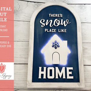 There Is Snow Place Like Home Light Sign •  Laser ready SVG Cut File •  Digital Download •  Christmas SVG •  PaperGypsyCreative