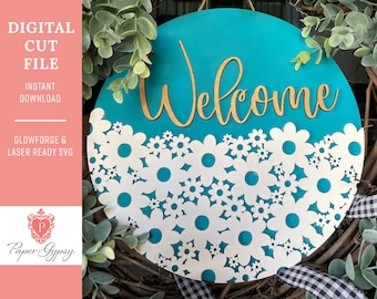 Daisy Cutout Door Hanger SVG: Glowforge Laser File (Digital Download)