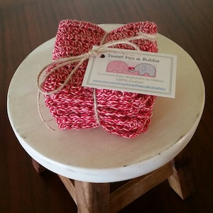 Monkey Red Crocheted Baby Washcloths (set of 4)