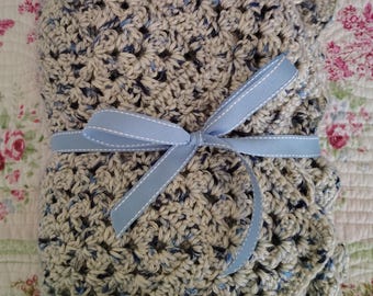 Blue Gingham Ripple Baby Afghan