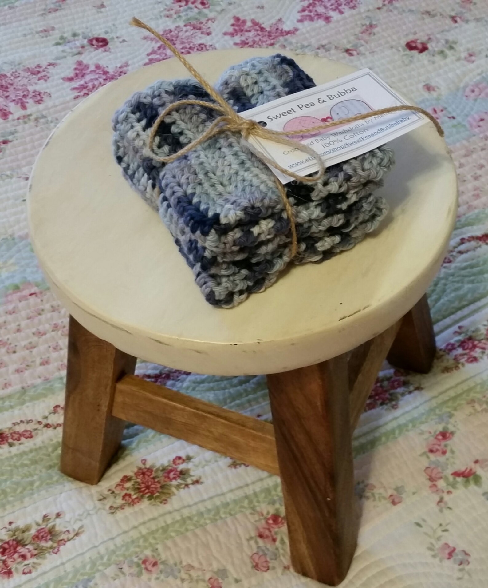 Crocheted Baby Boy Blue Washcloths set of 3 Etsy