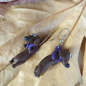 Dachshund earrings polymer clay earrings dachshund jewelry dog jewelry animal earrings animal jewelry black earrings dog gift for her quirky