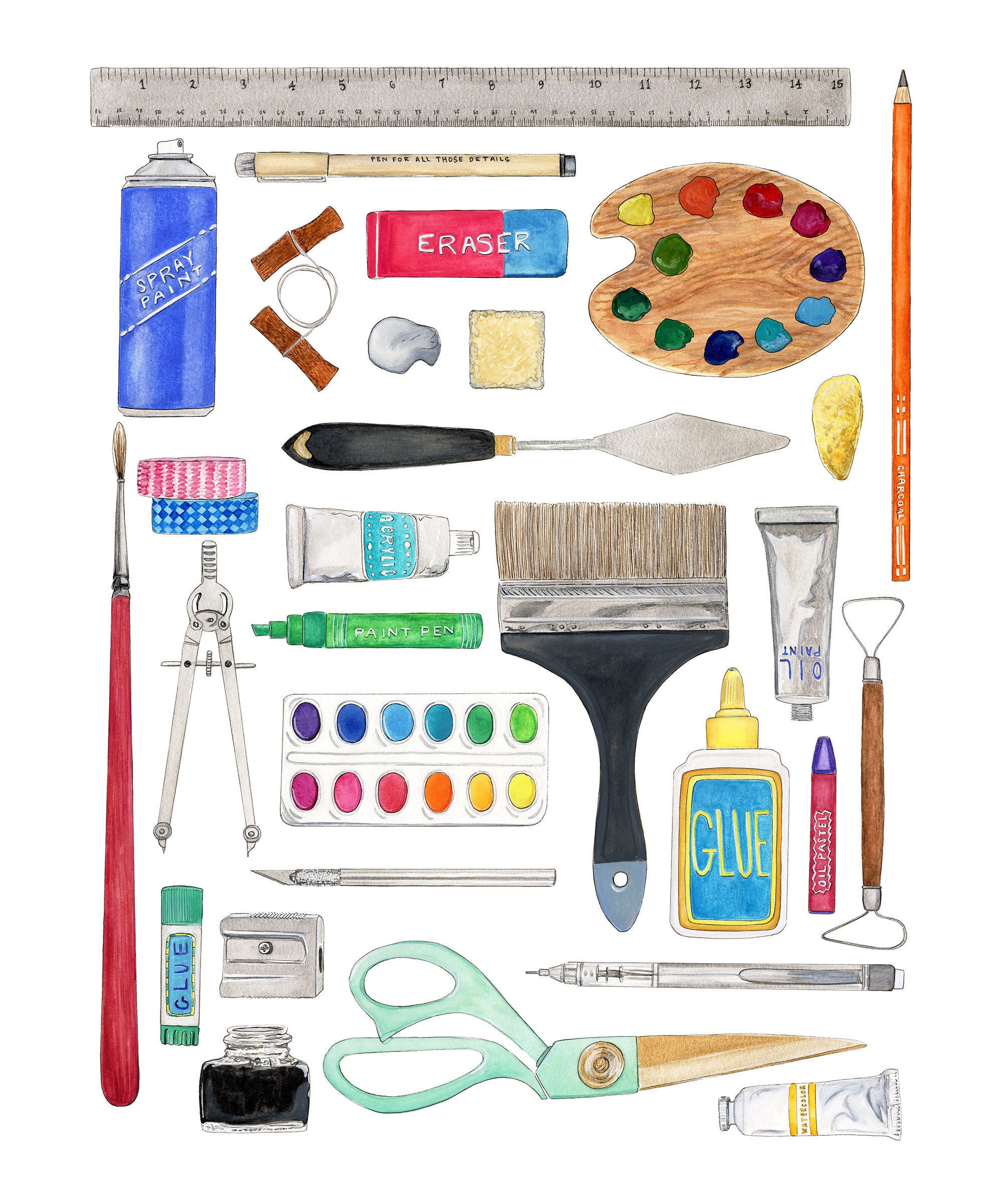 Artist Tools Art Print Art Supplies Watercolor Art Art Studio Art