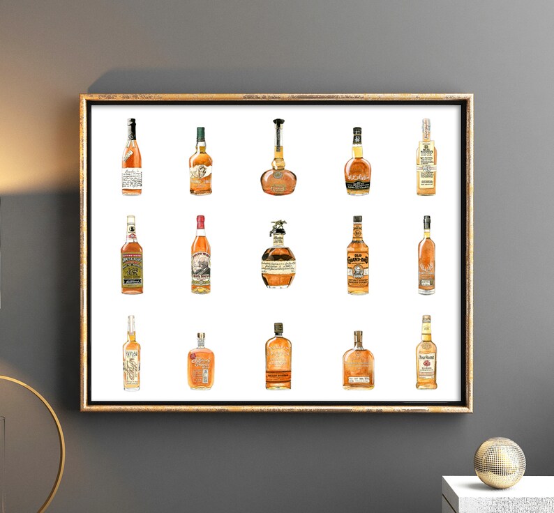 Bourbon Art Print Bourbon Bottle Art Bourbon Collection - Etsy