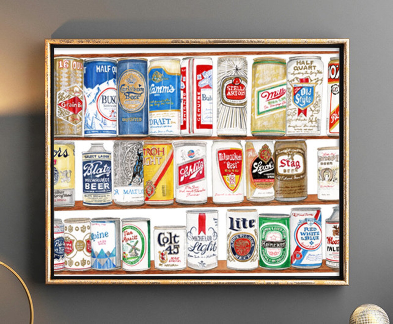 Beer Can Art Print Vintage Beer Can Art Beer Collection Art Print Beer