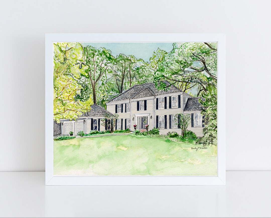 Watercolor House Portrait Custom Painting - Hand Painted House Painting ...