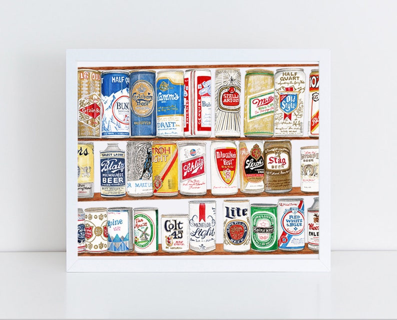 Beer Can Art Print Vintage Beer Can Art Beer Collection Art Print Beer