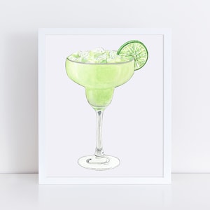 Margarita with Lime Cocktail Art Print - Cocktail Wall Art - Home Bar Art Print -  Margarita with Lime Design Art
