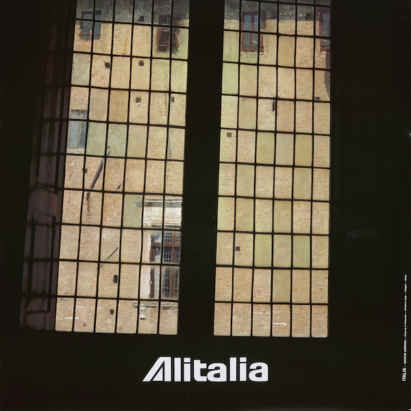 Original Vintage Poster Alitalia Airline Italy Marche Urbino Travel