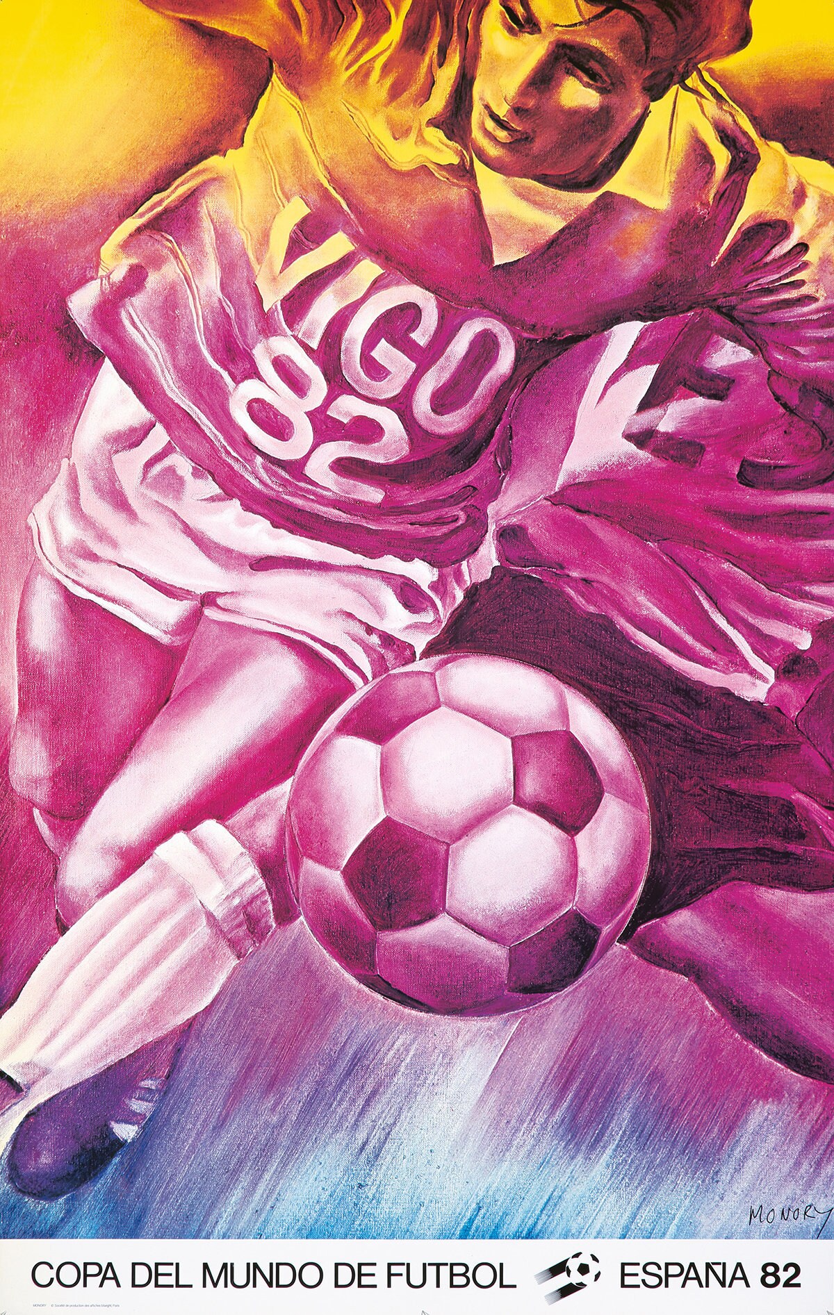Original Vintage Poster World Cup Soccer Football Spain Vigo Monory ...