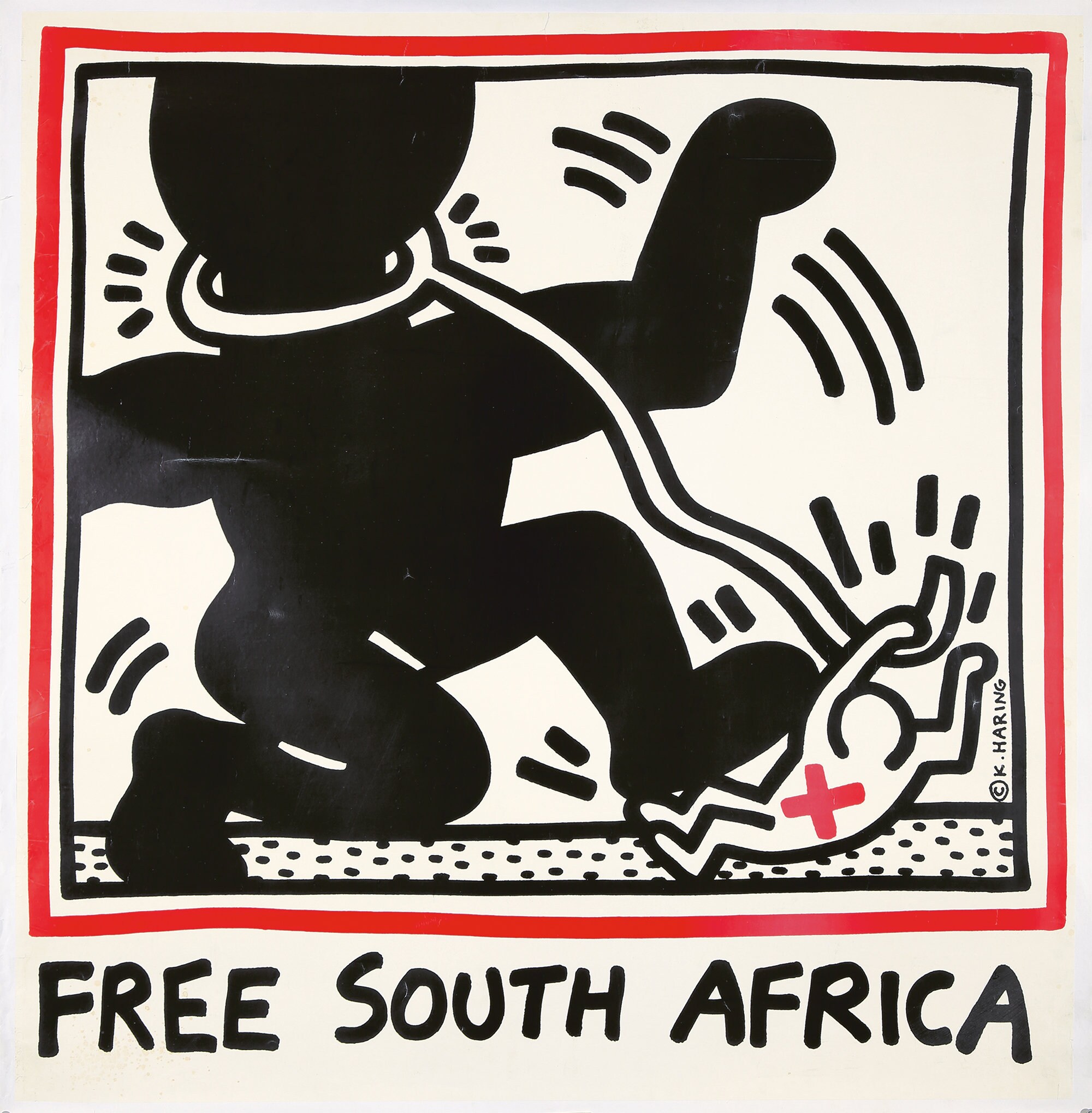 Original Vintage Poster Keith Haring Free South Africa 1985 Etsy
