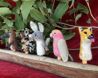 Australian Wildlife Wool Felt Finger Puppet Set