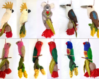 Felted Australian Animal on Flower Decorations. Choose 1 from these combinations.