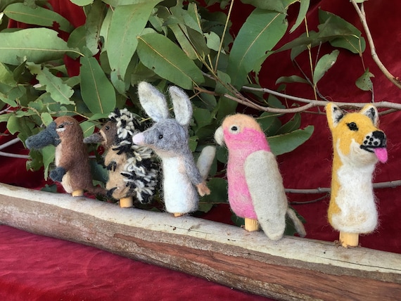 Pack of 6 Puppets AUSTRALIAN ANIMAL Soft Material KANGAROO FINGER PUPPET