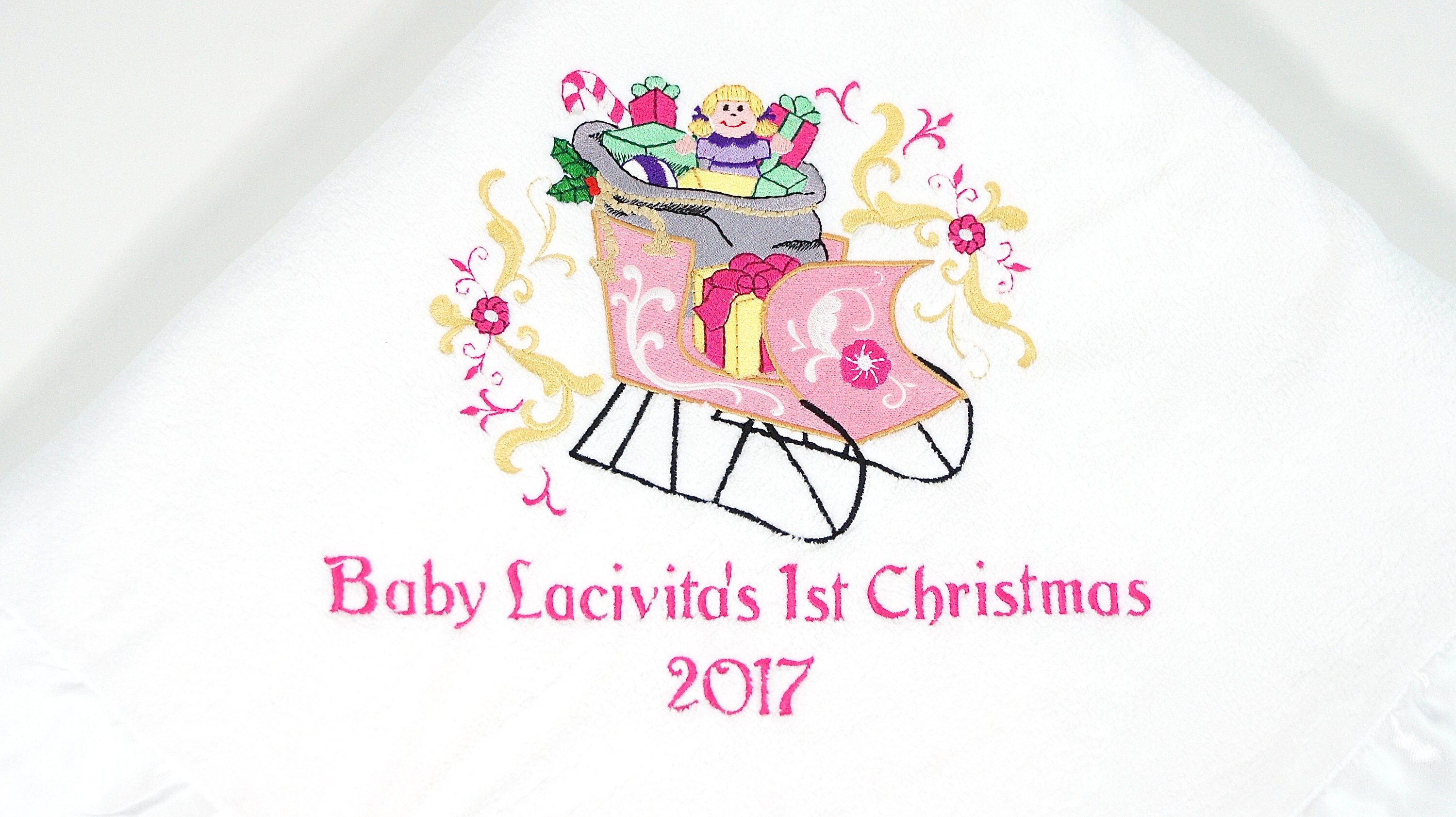 First Christmas Blanket with Festive Sleigh