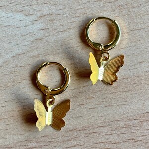 Butterfly Earrings/Huggie Hoop Earrings/Silver Earrings/Gold Earrings/Butterfly Jewelry/Gift for Her/Gift for teens