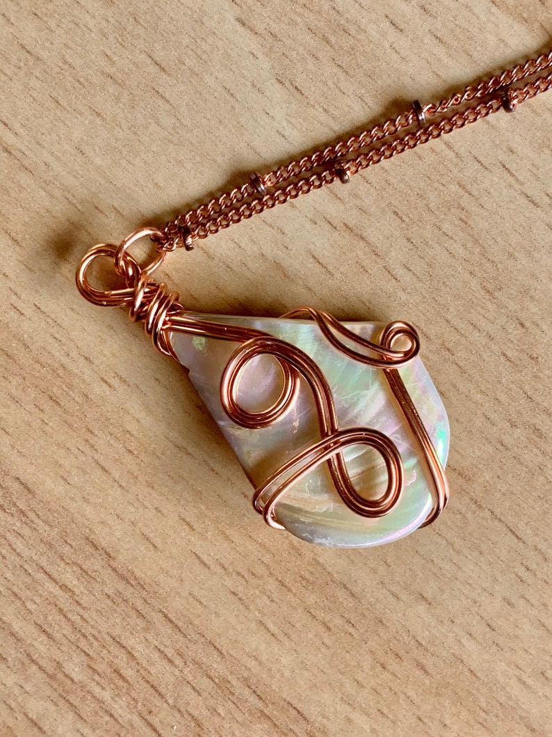 Shell Pendant/copper Wire Wrapped Pendant/shell Necklace/beach - Etsy