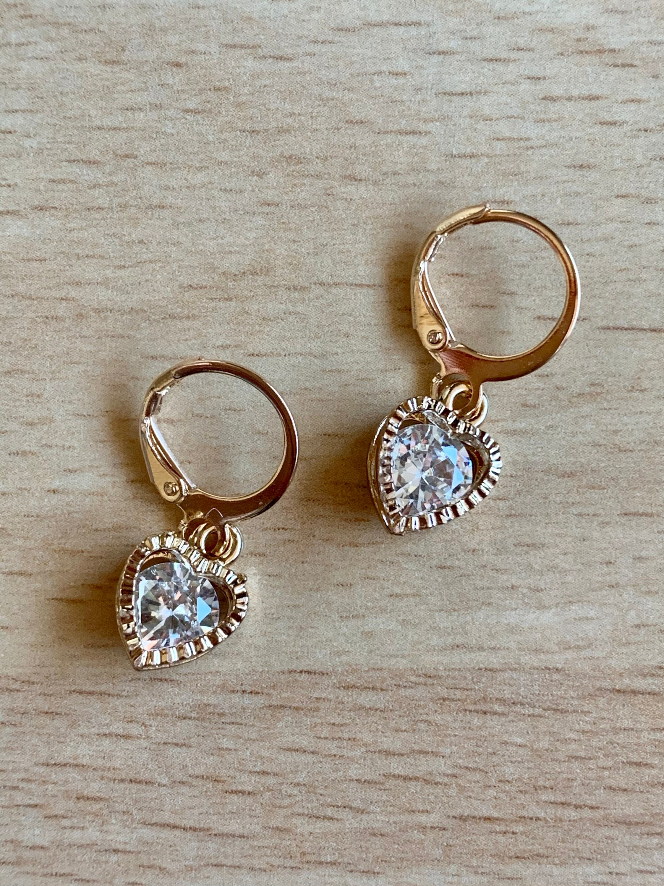 Heart Huggie Earrings Zirconia - Gold main image 0