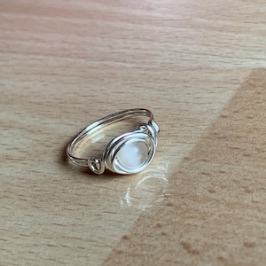 Cats Eye Ring Silver Wire Wrapped Ring in Champagne